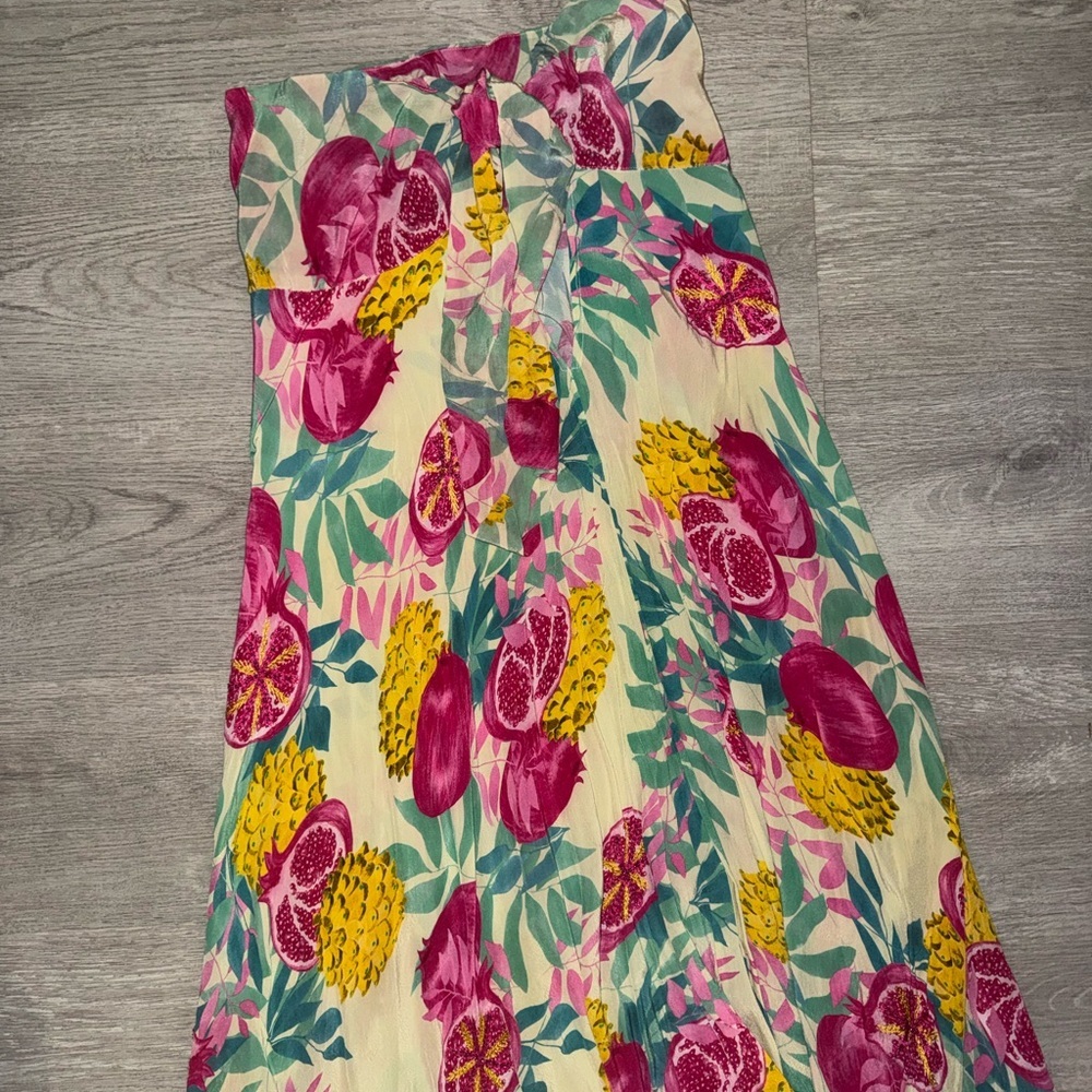 TAJ Sabrina Crippa Fruit Print Satin Maxi Dress XS - Picture 3 of 7